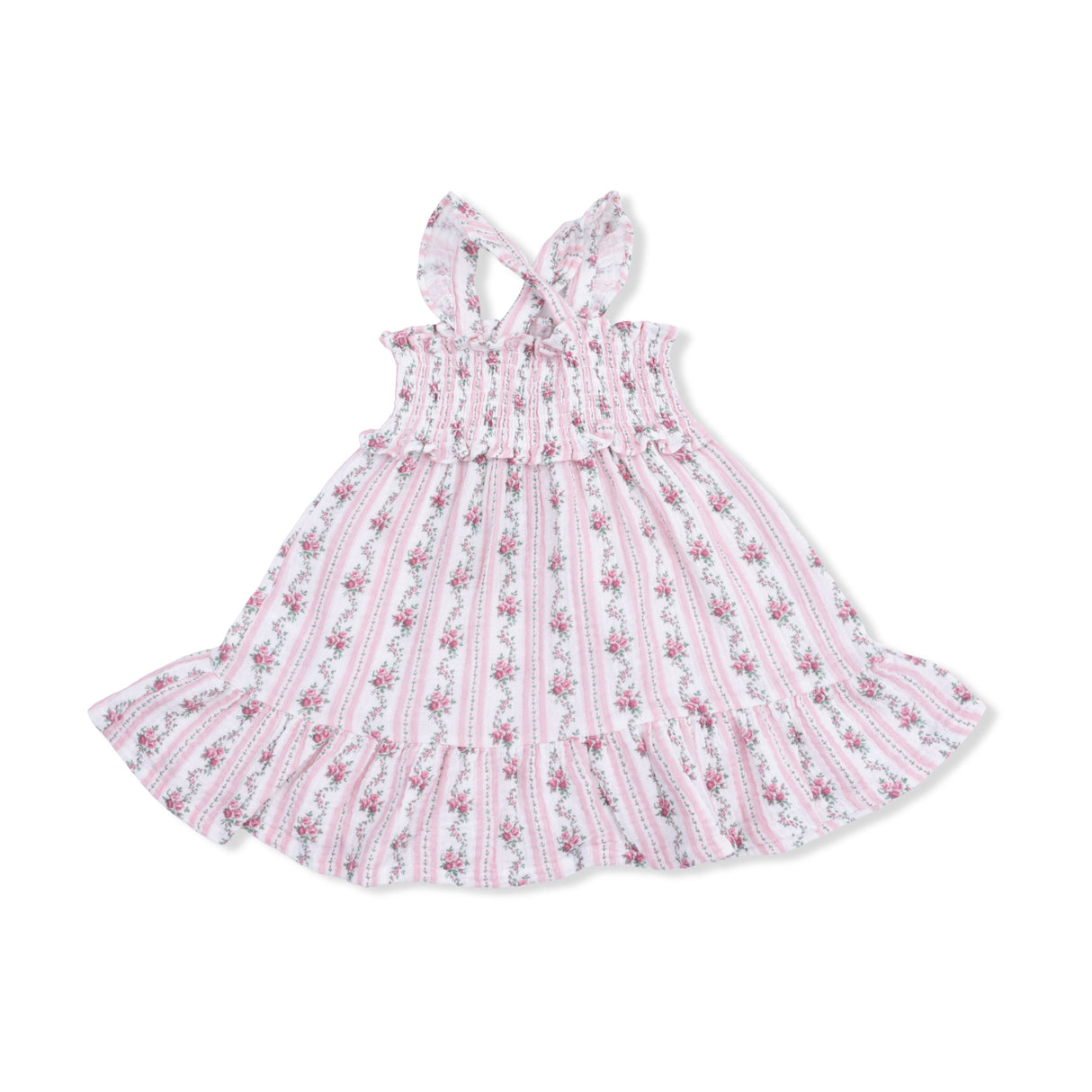 Winding Roses Stripe - Smocked Ruffle Sundress & Bloomer