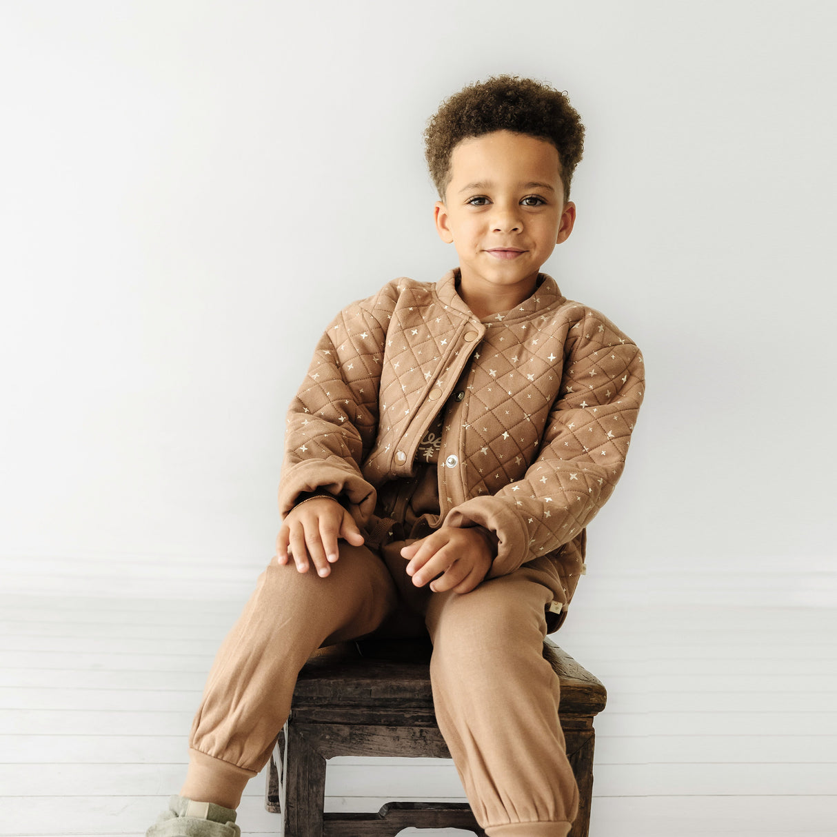 Organic Kids Merino Wool Buttoned Jacket - Sparkle - HoneyBug