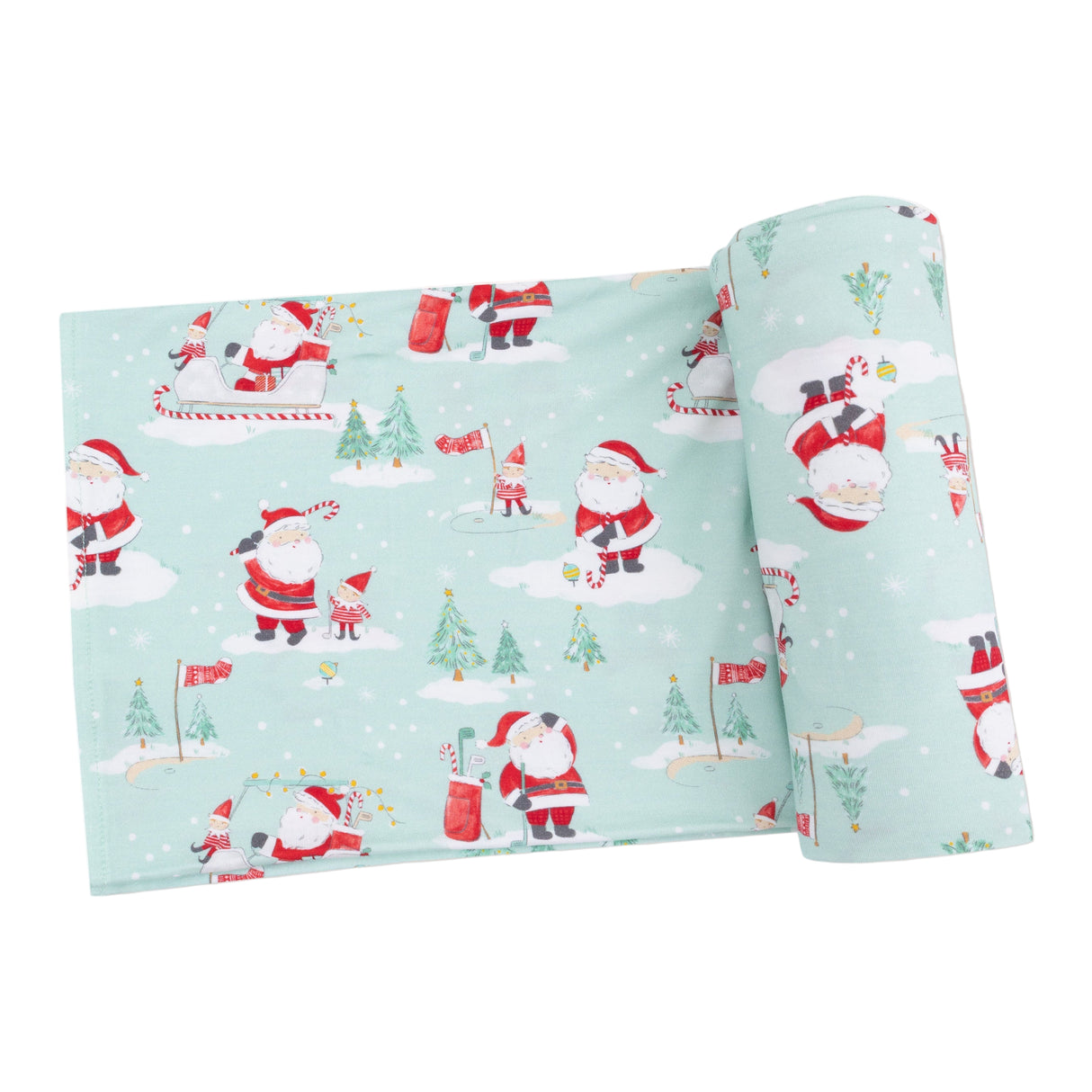 Swaddle Blanket - Golfing Santa and Elves - HoneyBug