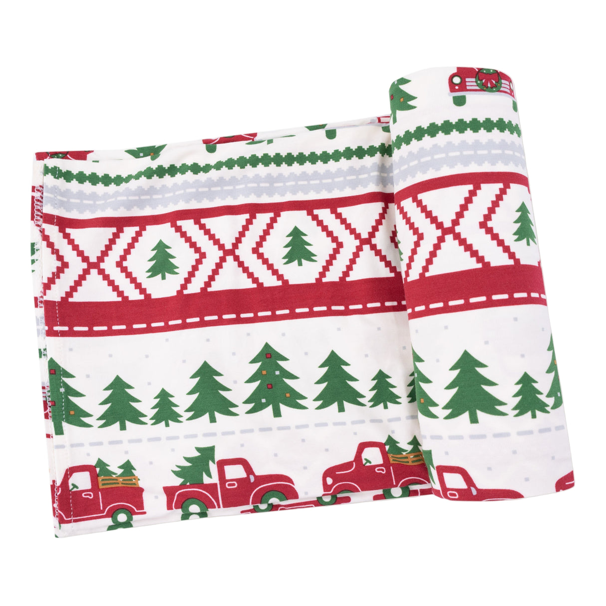 Swaddle Blanket - Red Truck Fair Isle - HoneyBug