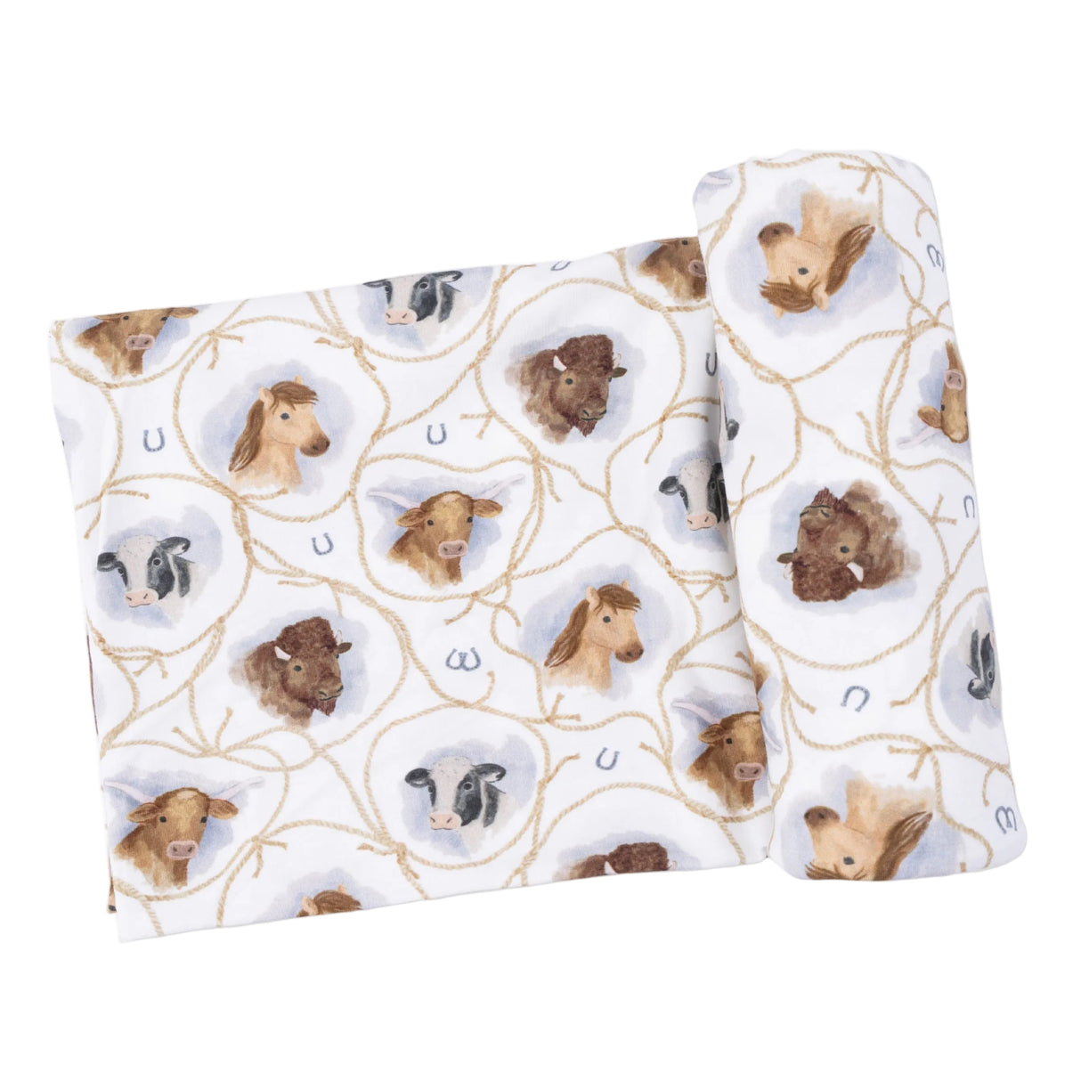 Farm Animals Rope Cameos Uni - Swaddle Blanket