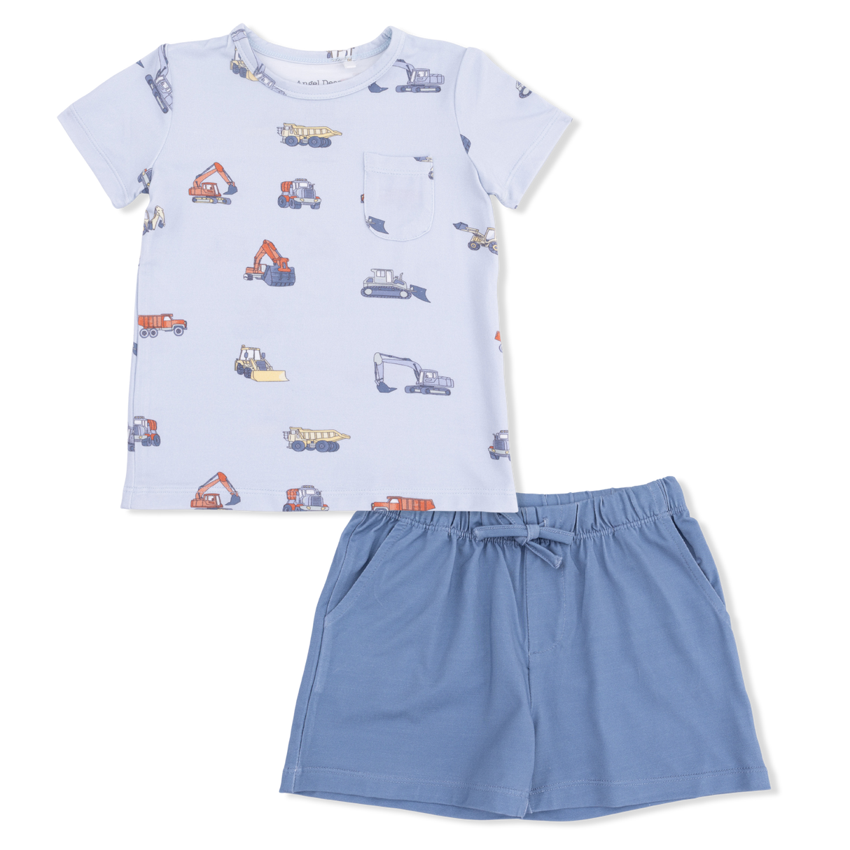 Construction Vehicles - Crew Neck Tee with Casual Short