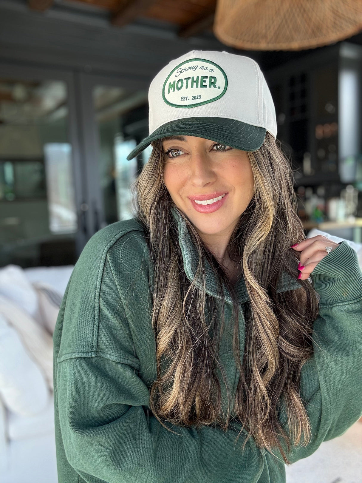 VINTAGE Mother Canvas Patch Hat - Green/Cream - HoneyBug