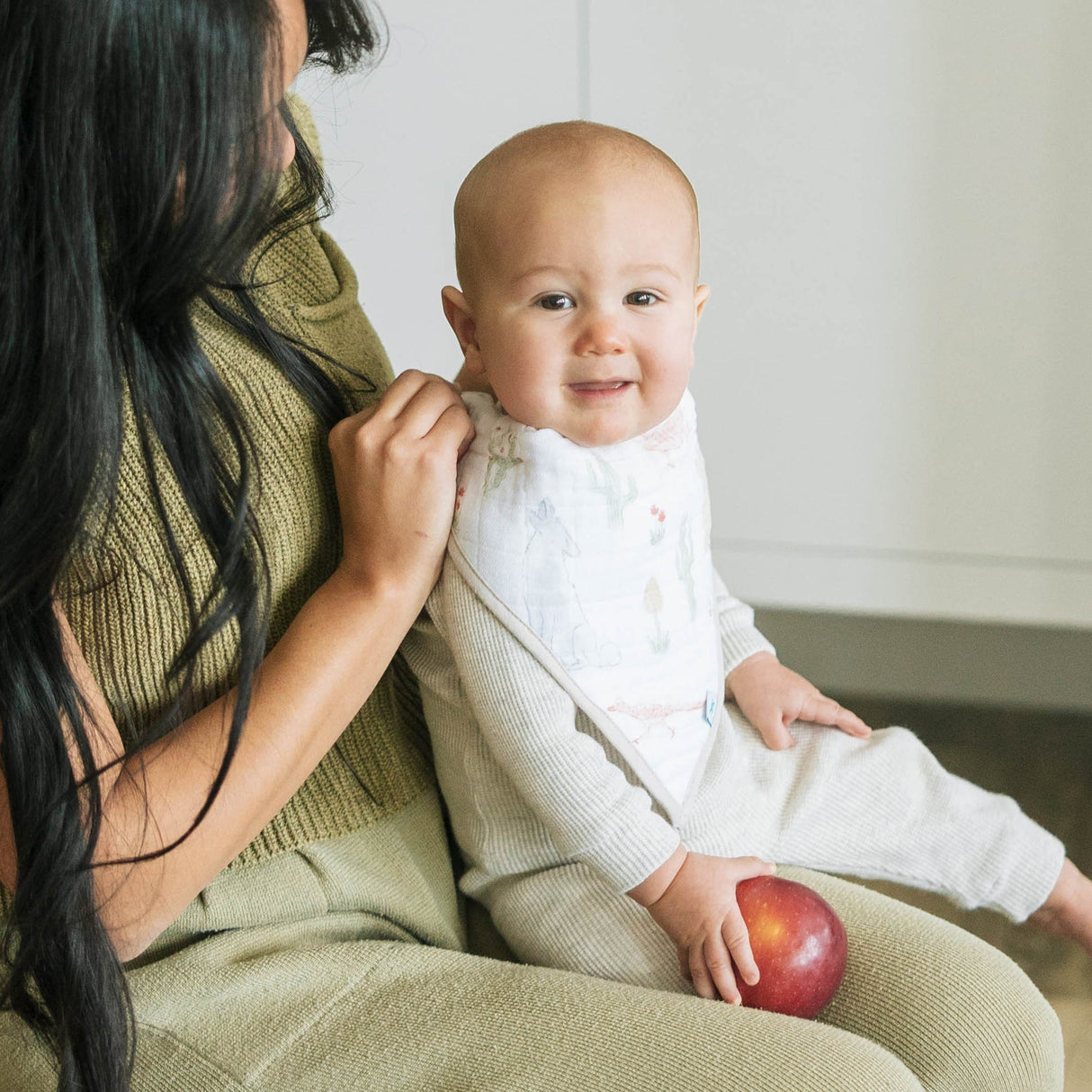 Cotton Muslin + Fleece Bandana Bib 4 Pack - Adobe Checker - HoneyBug