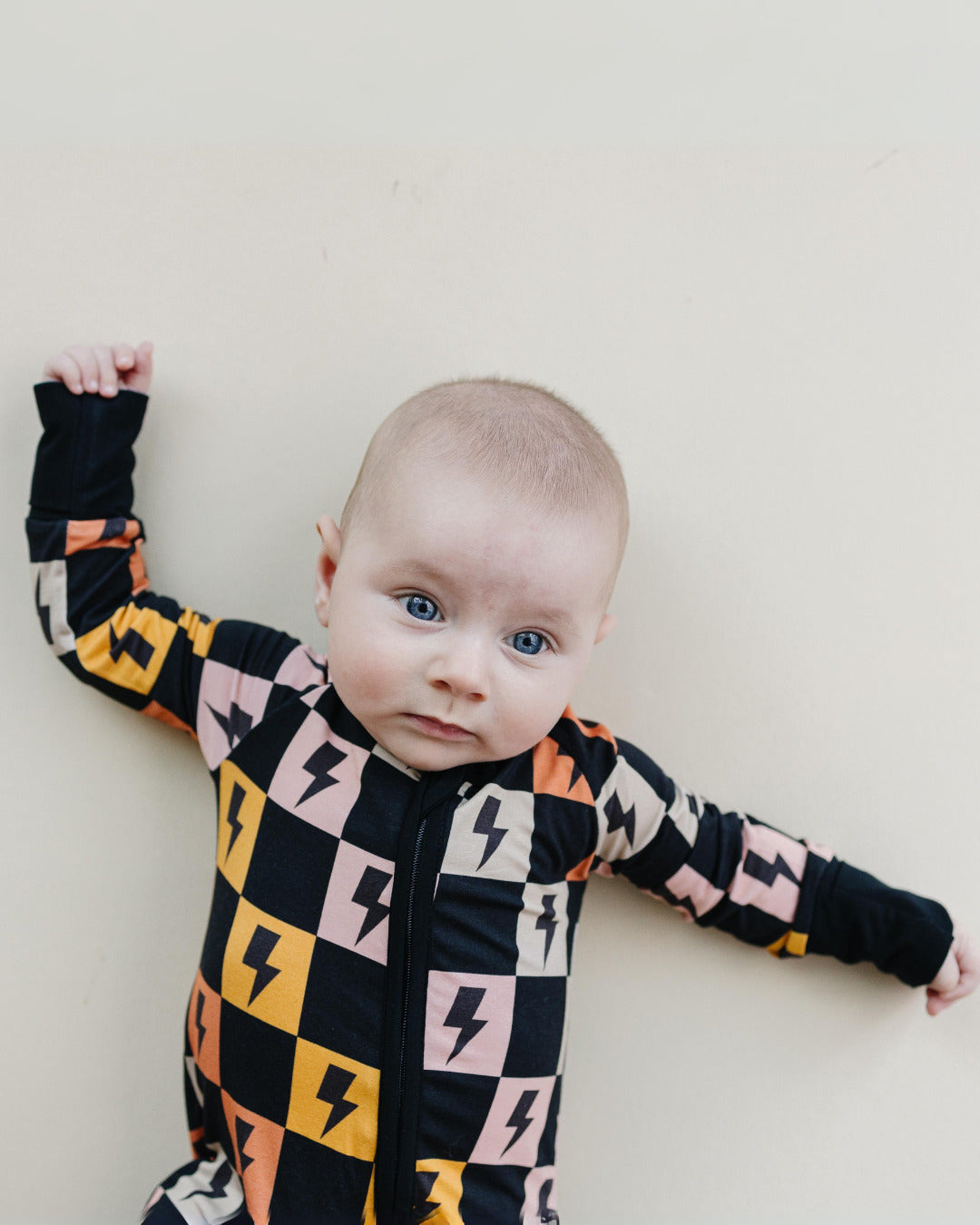 Bamboo Zip Romper | Colorful Checks & Bolts - HoneyBug