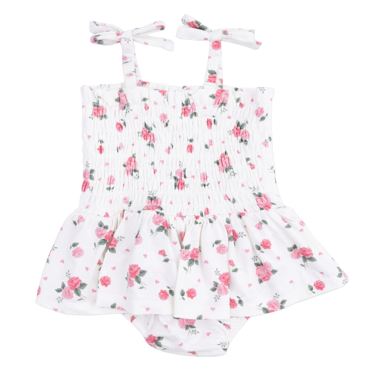 Pink Rosettes - Smocked Bubble with Skirt