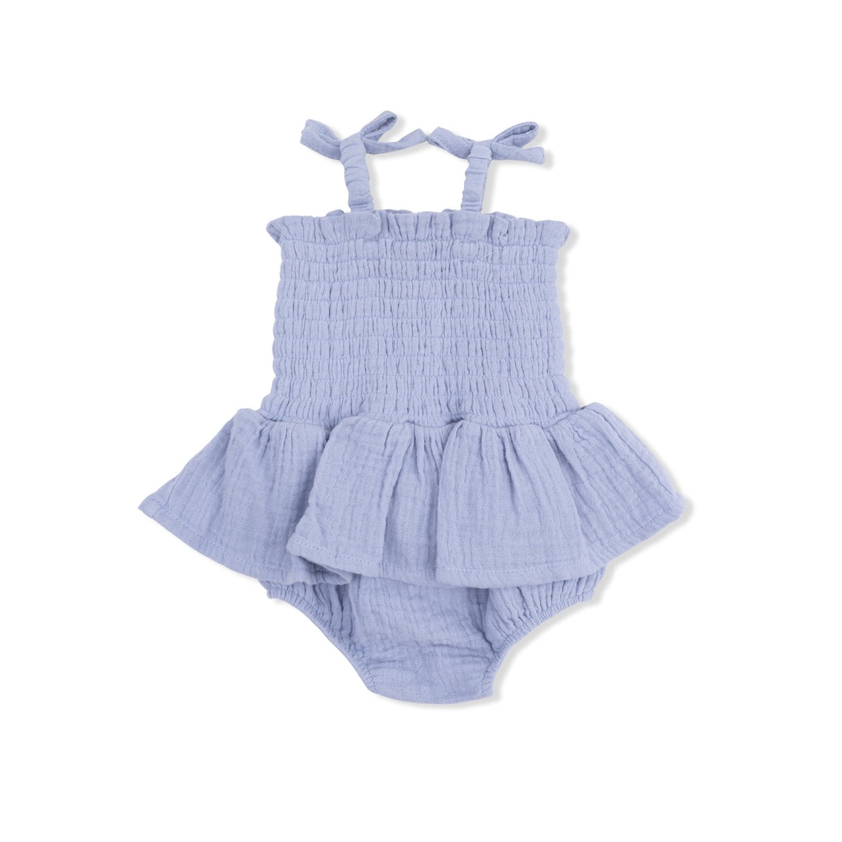 Solid Muslin Blue Blizzard - Smocked Bubble with Skirt