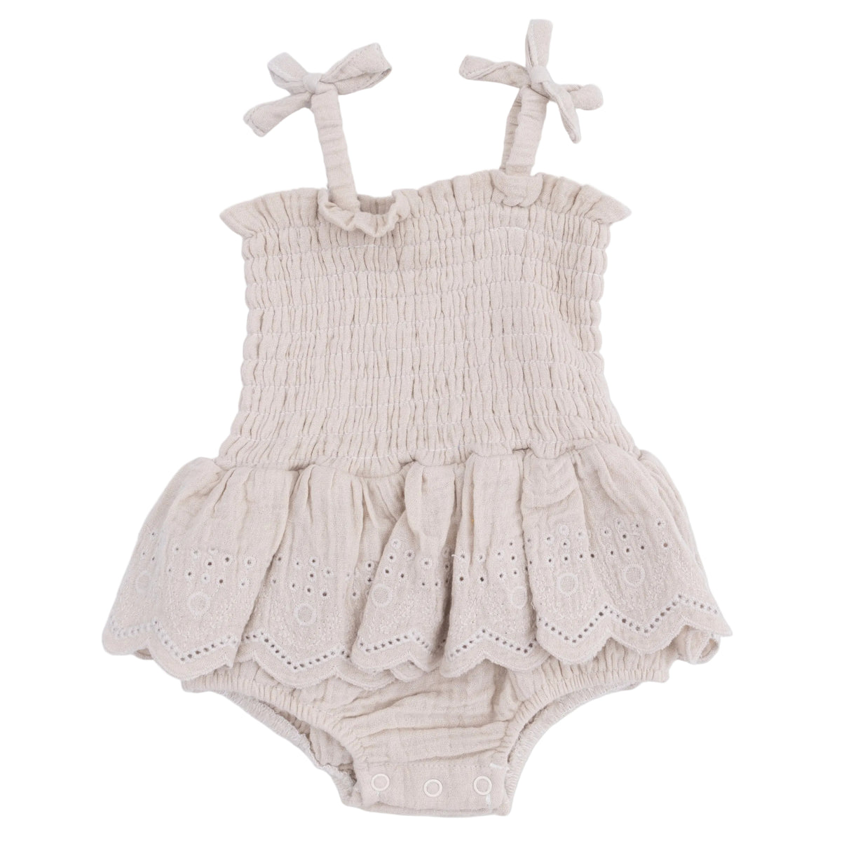 Solid Muslin French Oak - Smocked Bubble with Skirt