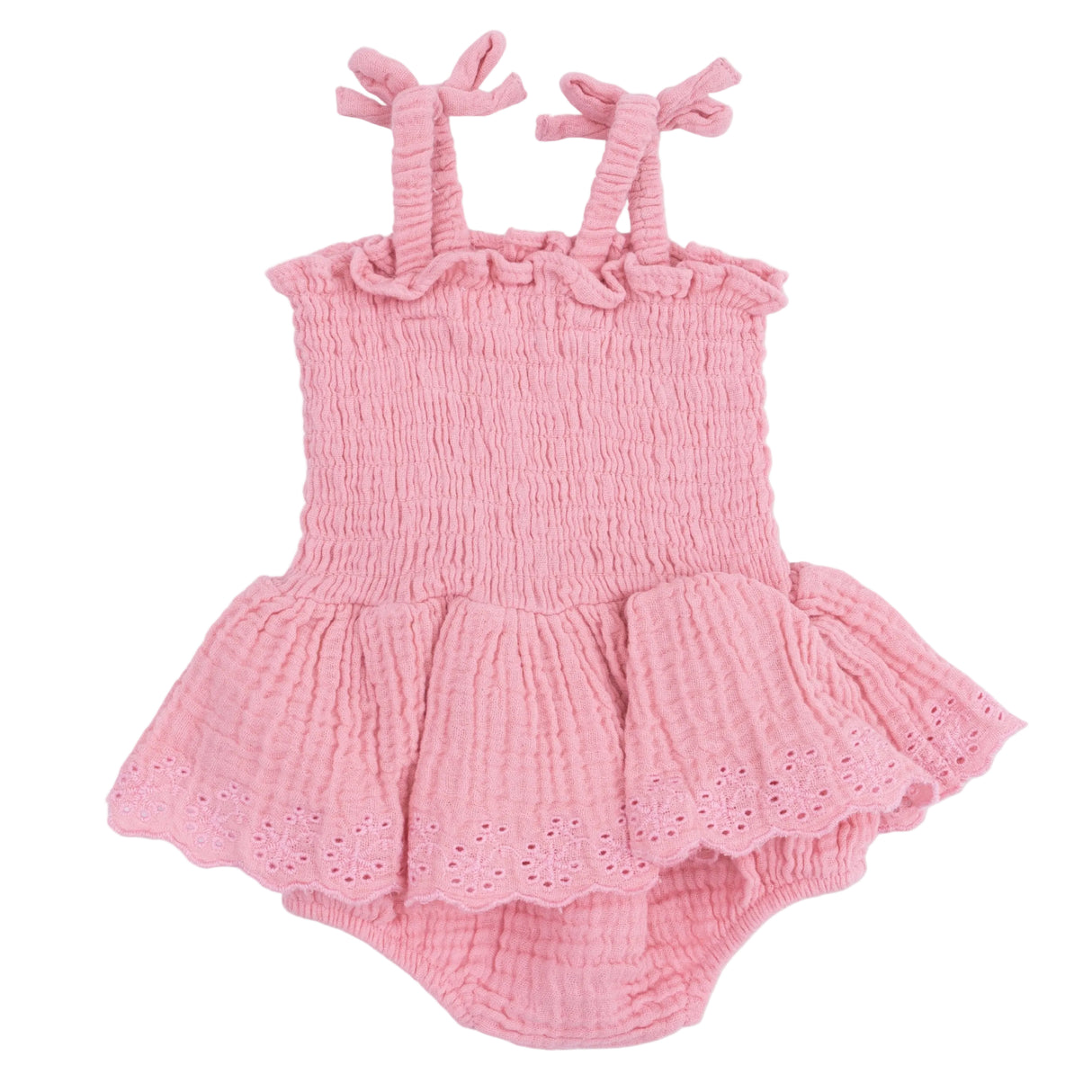Solid Muslin Poignant Pink - Smocked Bubble with Skirt