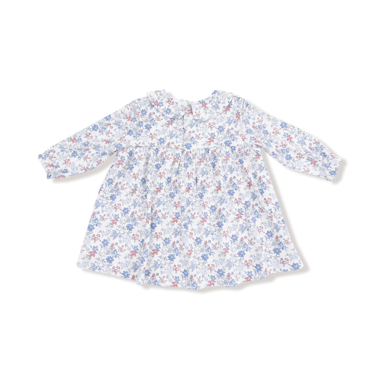 Simple Long Sleeve Peter Pan Collar Dress + Diaper Cover - HoneyBug