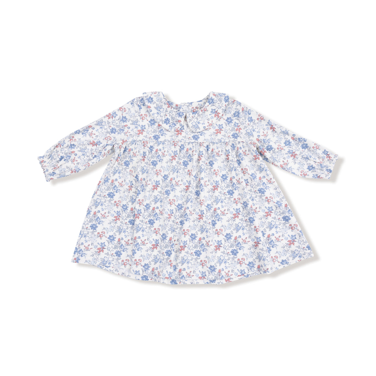 Simple Long Sleeve Peter Pan Collar Dress + Diaper Cover - HoneyBug