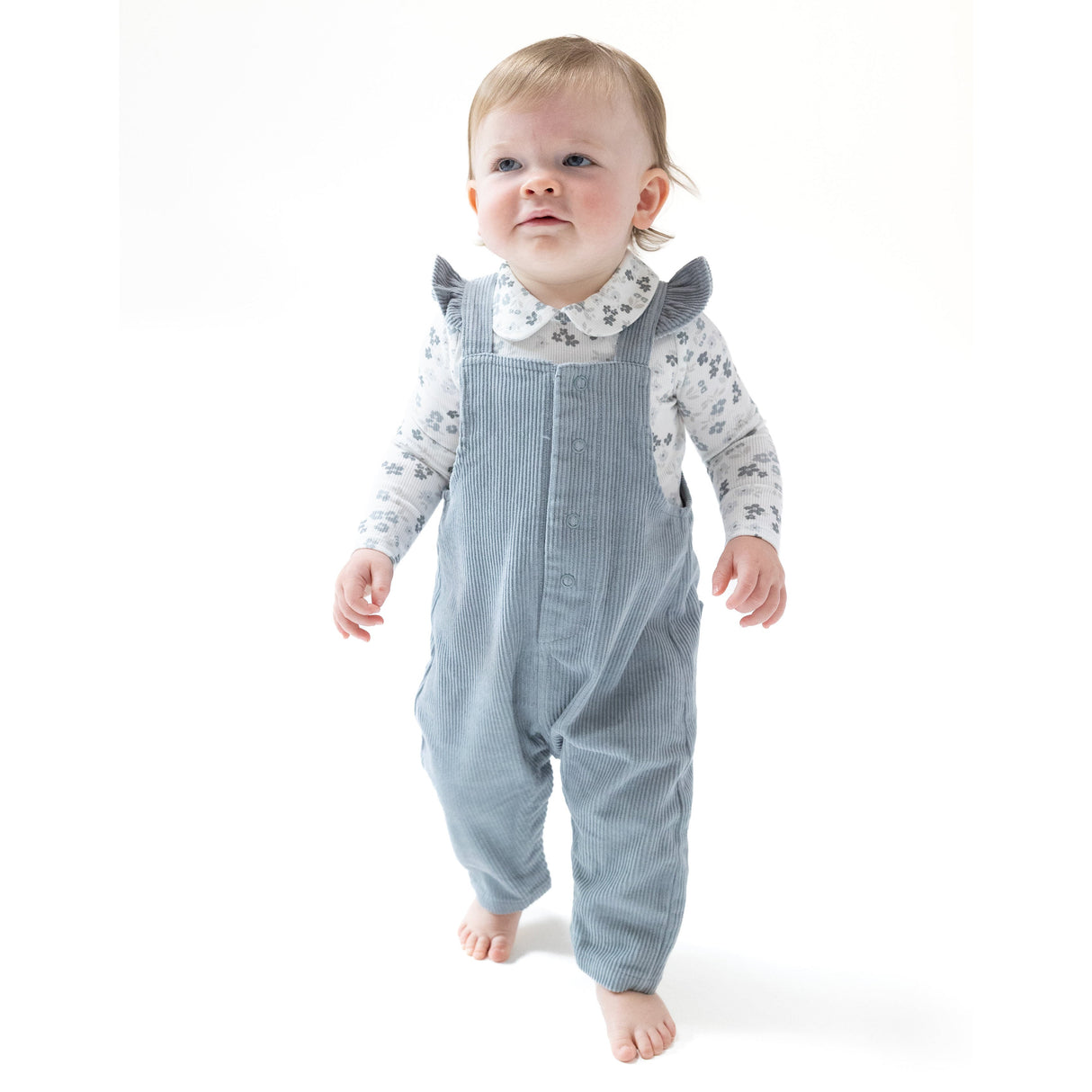 Front Snap Ruffle Overall - HoneyBug