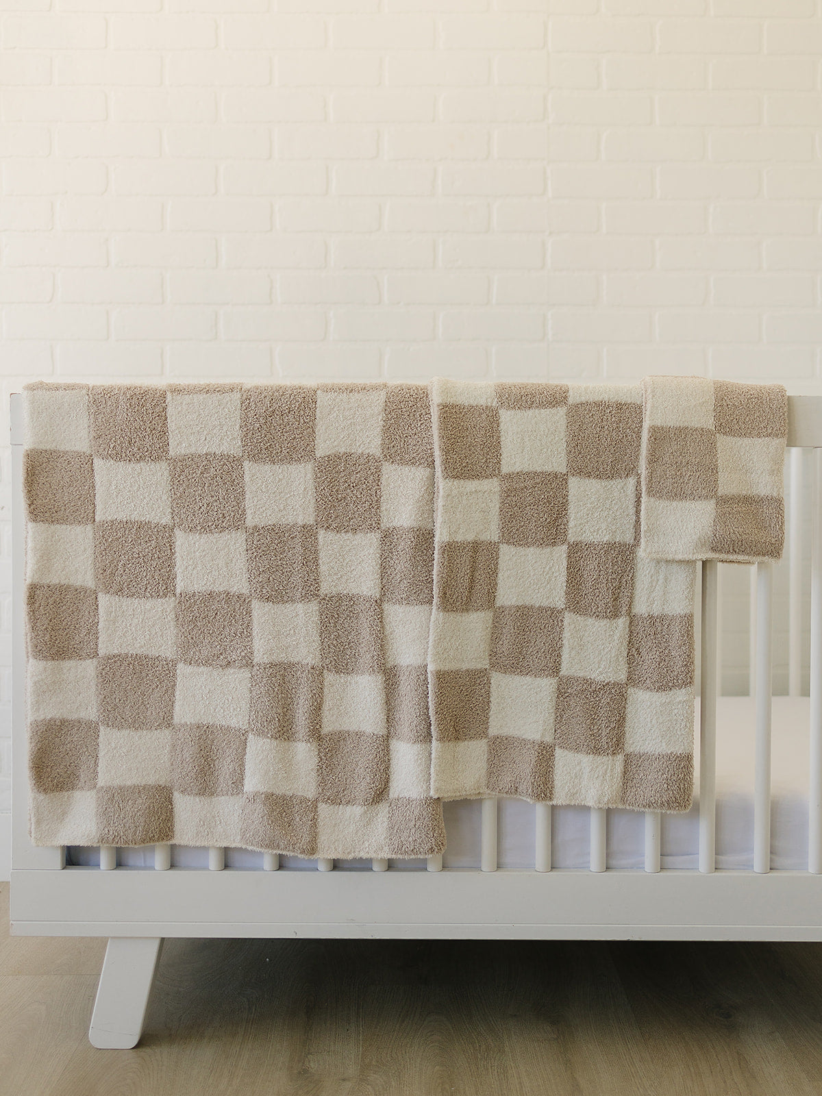 Taupe Checkered Plush Blanket - HoneyBug