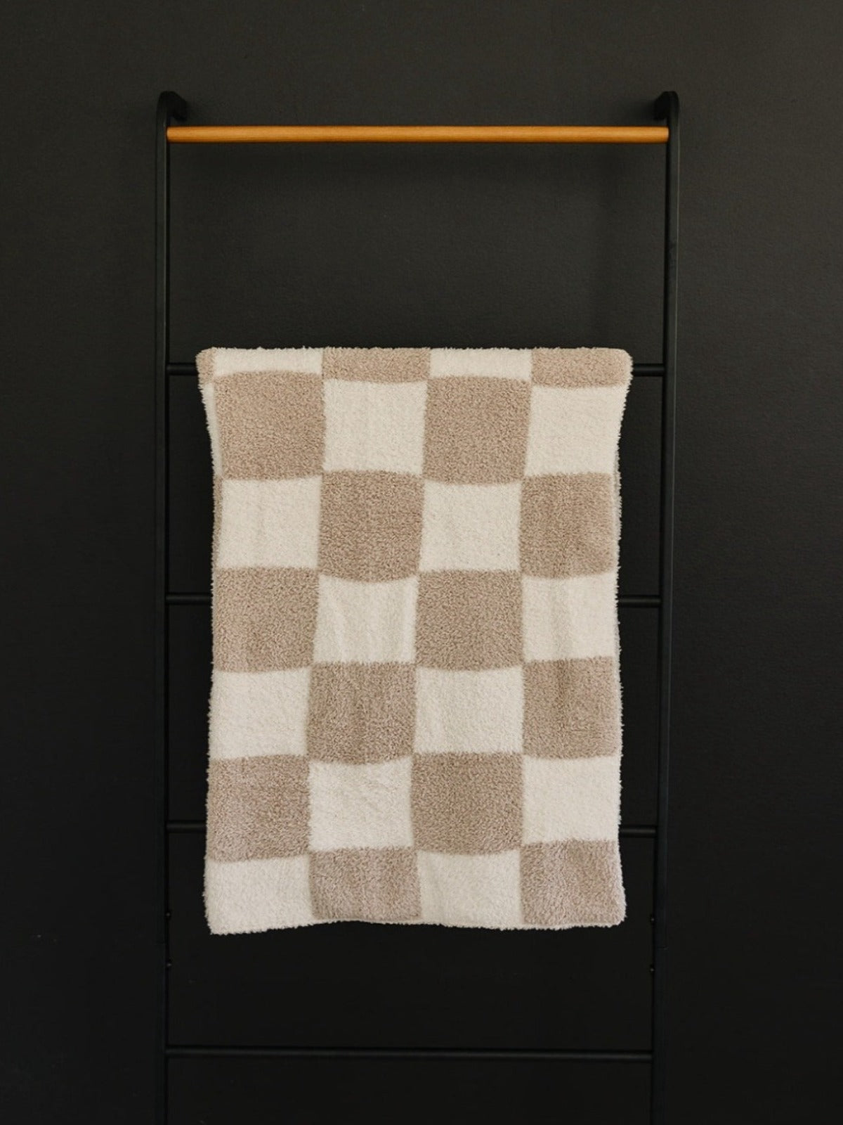 Taupe Checkered Plush Blanket - HoneyBug