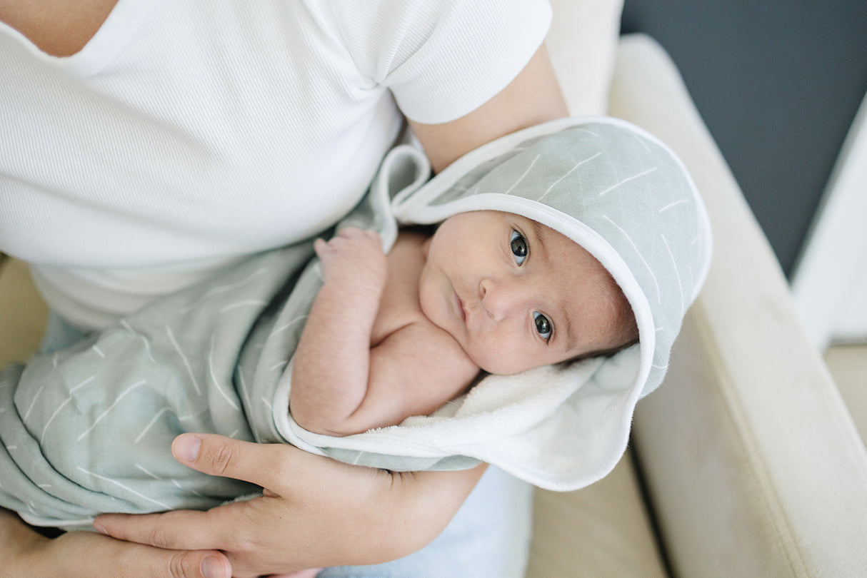 Desert Sage Muslin Hooded Towel - HoneyBug