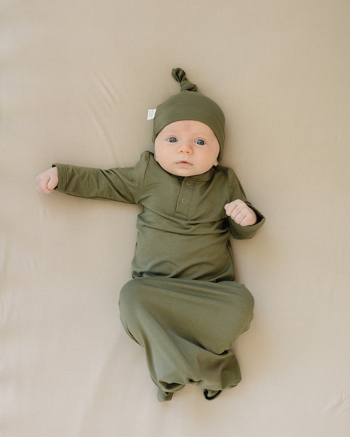 Olive Bamboo Newborn Knot Hat - HoneyBug