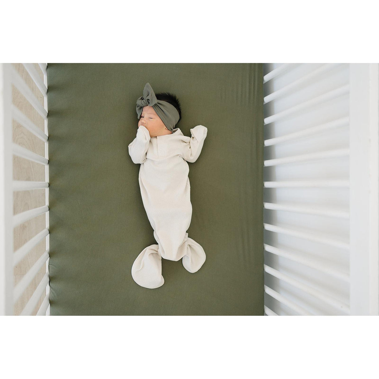 Olive Bamboo Stretch Crib Sheet - HoneyBug