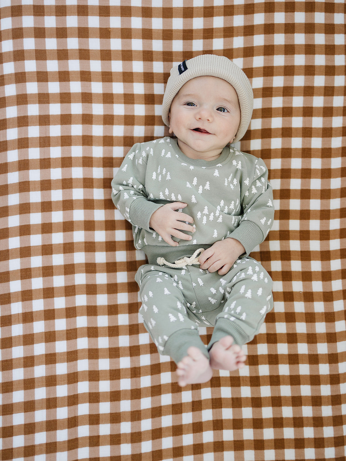 Oatmeal Mebie Baby Beanie - HoneyBug