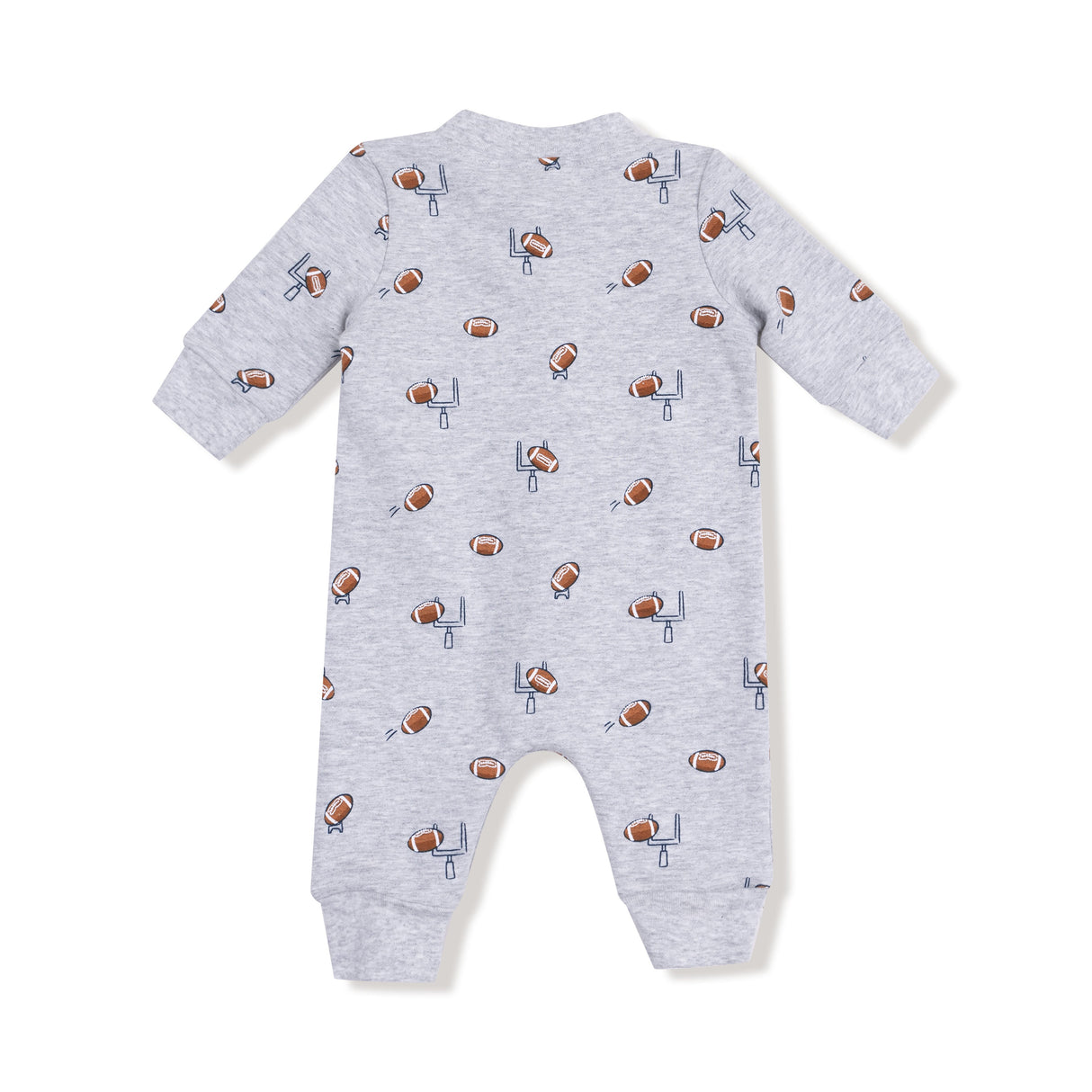 Baseball Collar Romper With Front Placket - Football Field Goal - HoneyBug