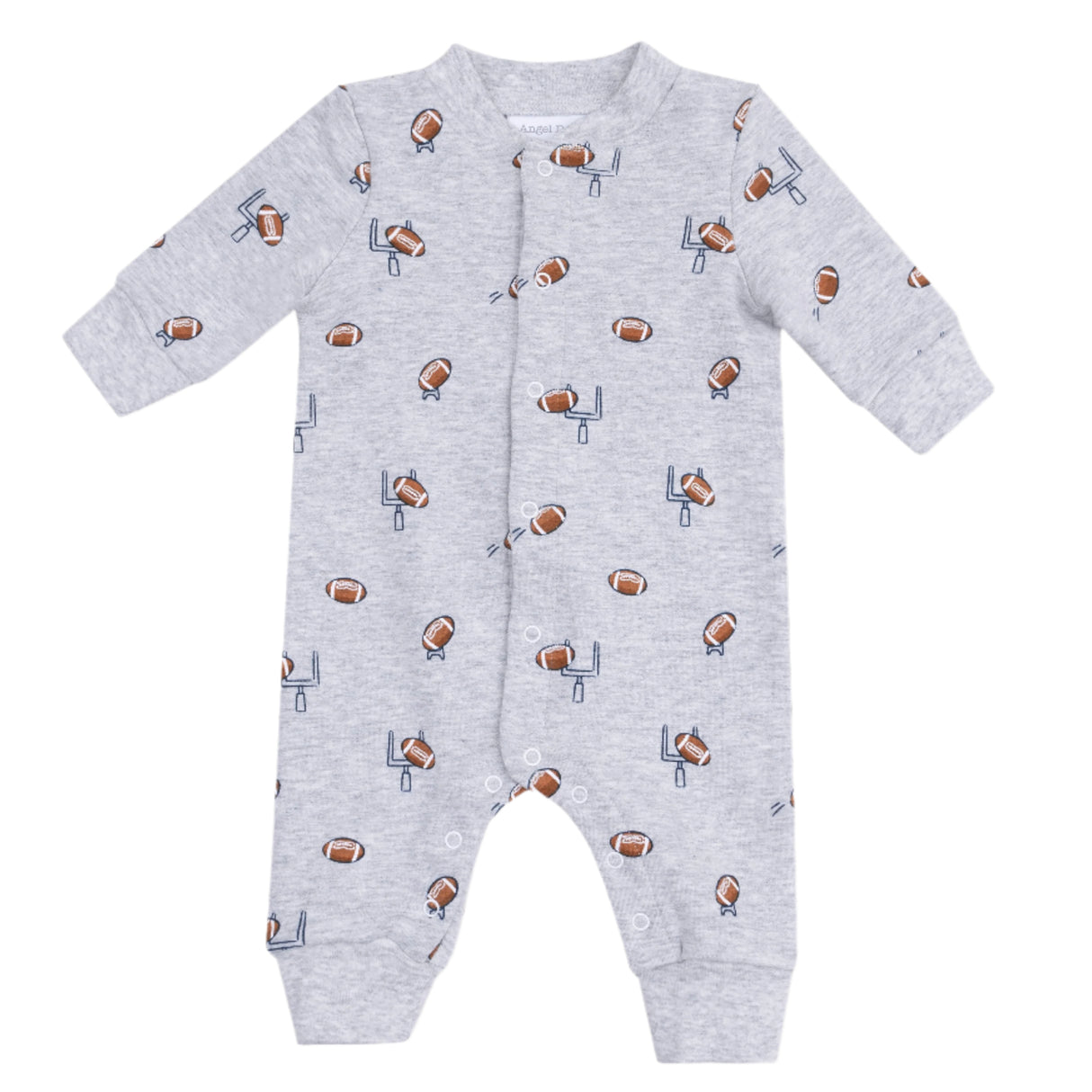 Baseball Collar Romper With Front Placket - Football Field Goal - HoneyBug