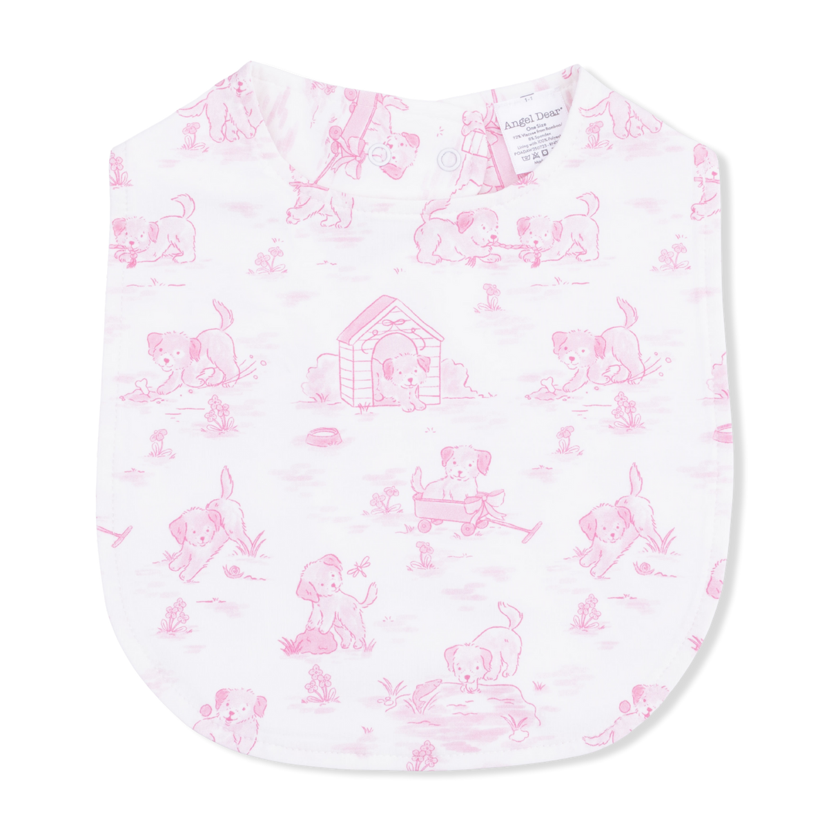 Puppy Toile Pink - Feeding Bib