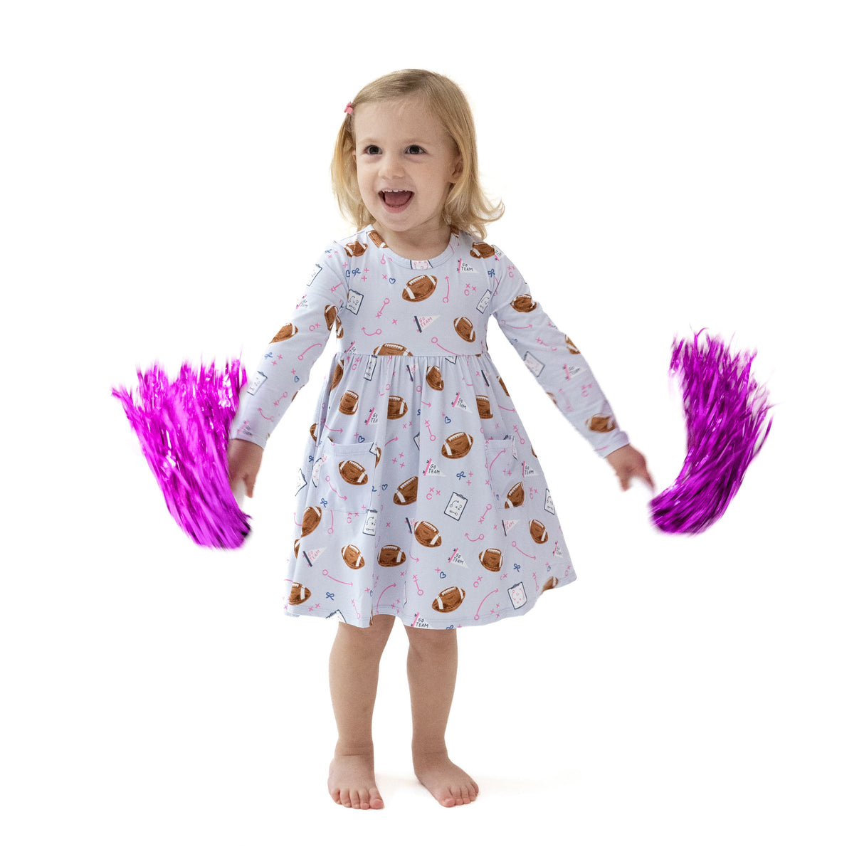 Twirly Long Sleeve Dress - Touchdown Time Lavender - HoneyBug