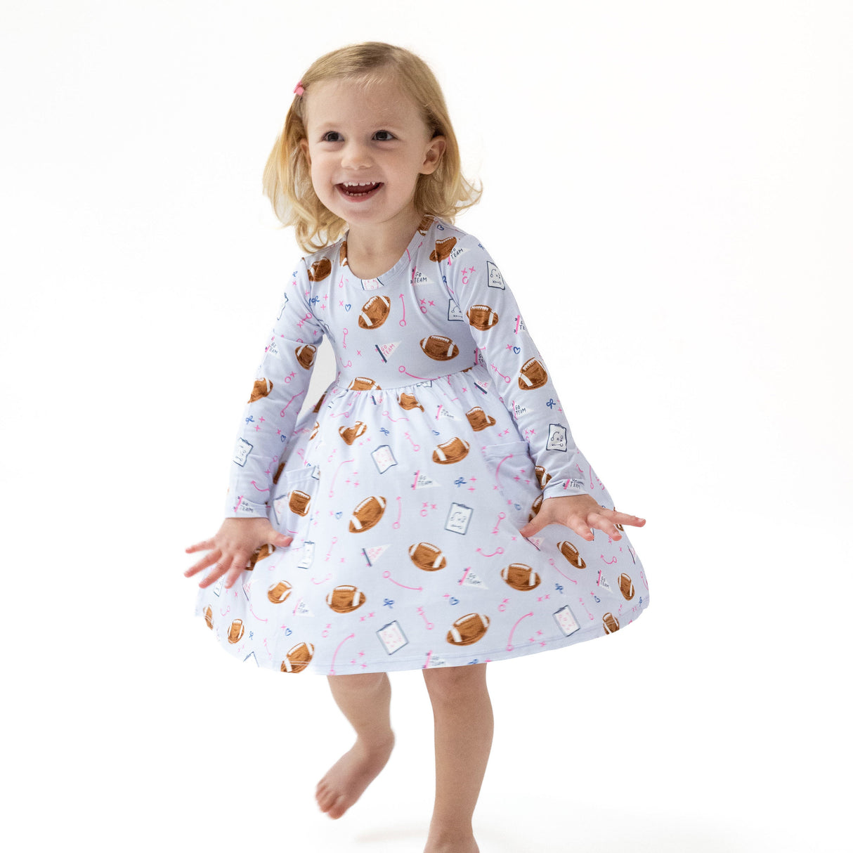 Twirly Long Sleeve Dress - Touchdown Time Lavender - HoneyBug