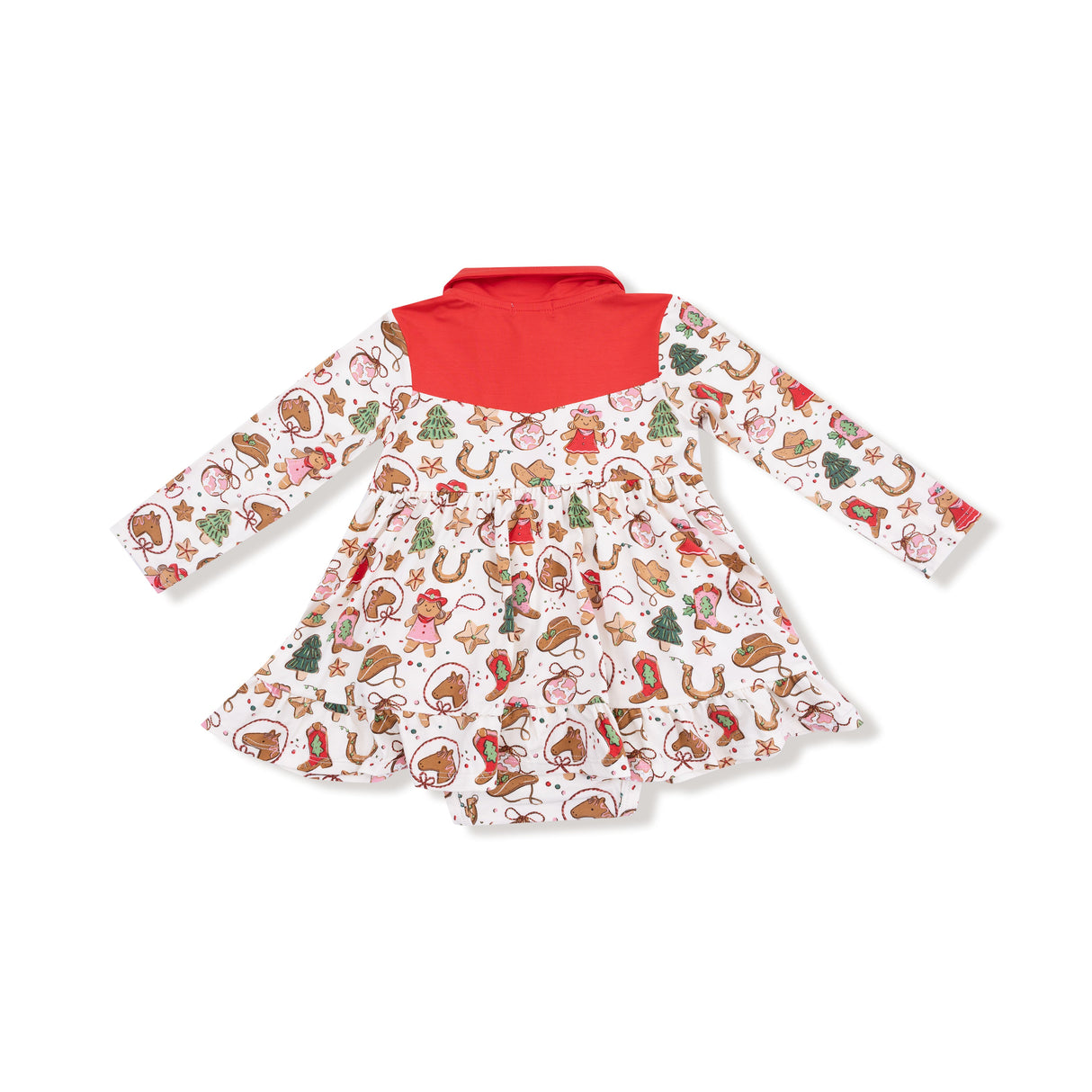 Long Sleeve Cowgirl Bodysuit Dress - Cowgirl Christmas - HoneyBug