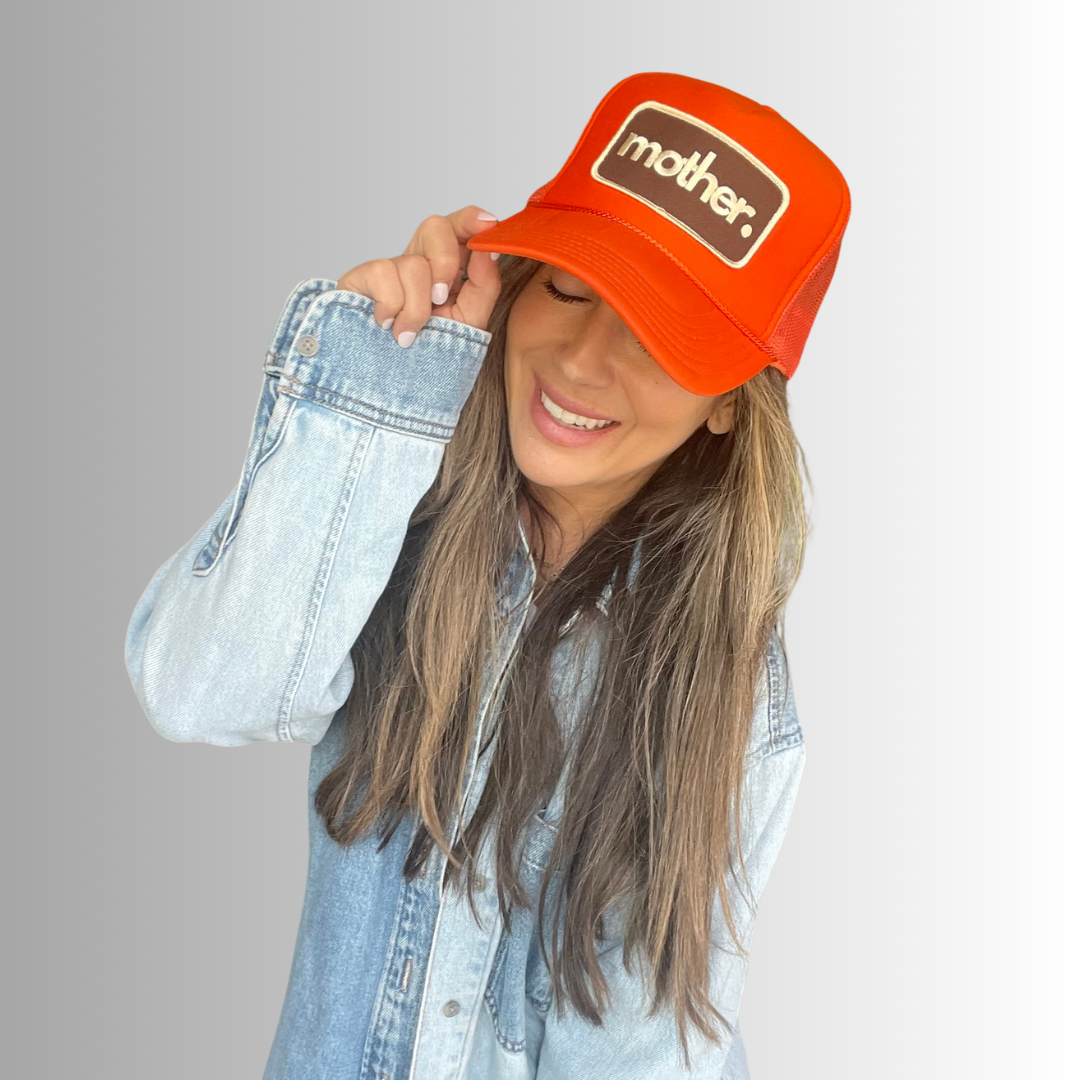 Mother Patch Trucker Hat - Orange - HoneyBug