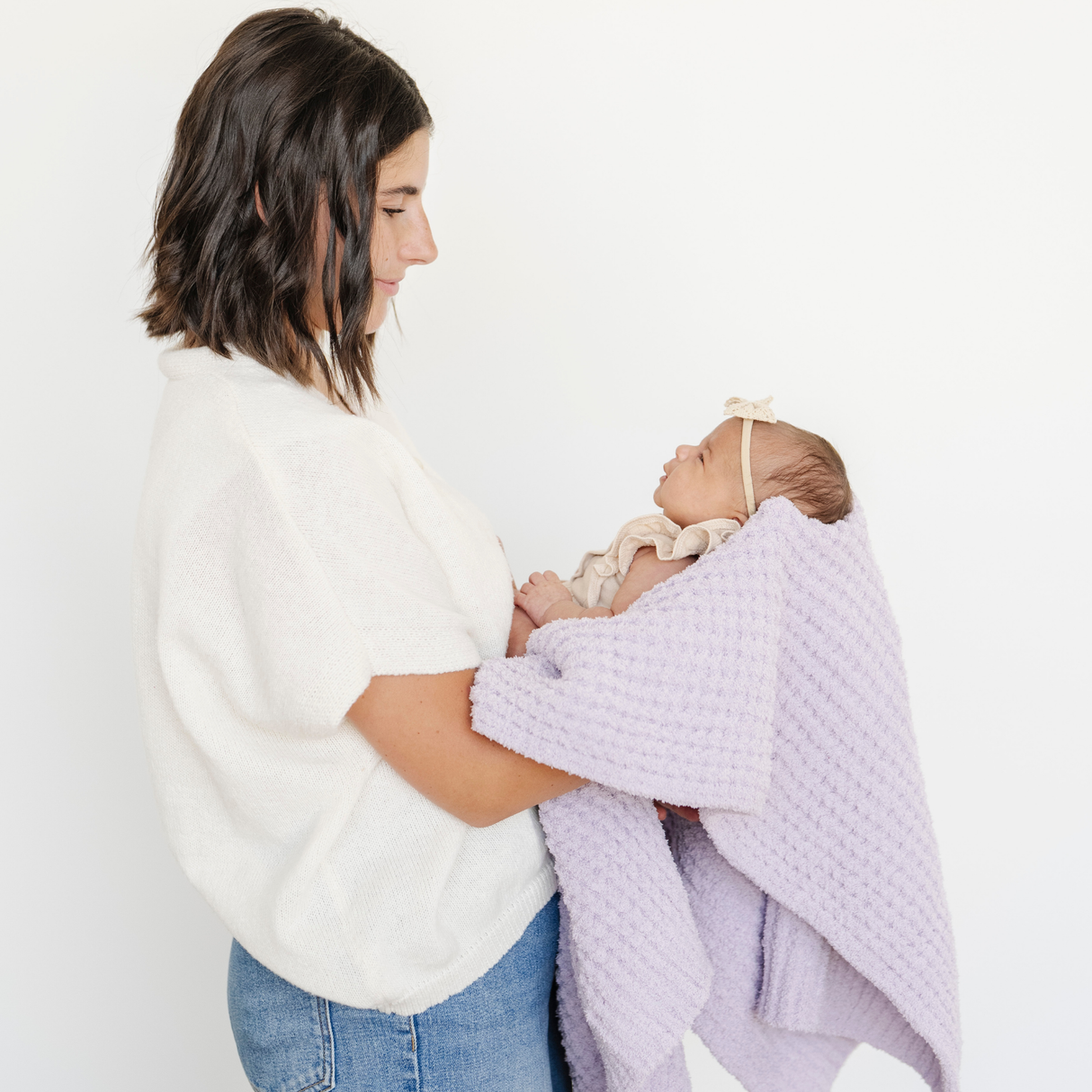 WAFFLE KNIT RECEIVING BLANKETS