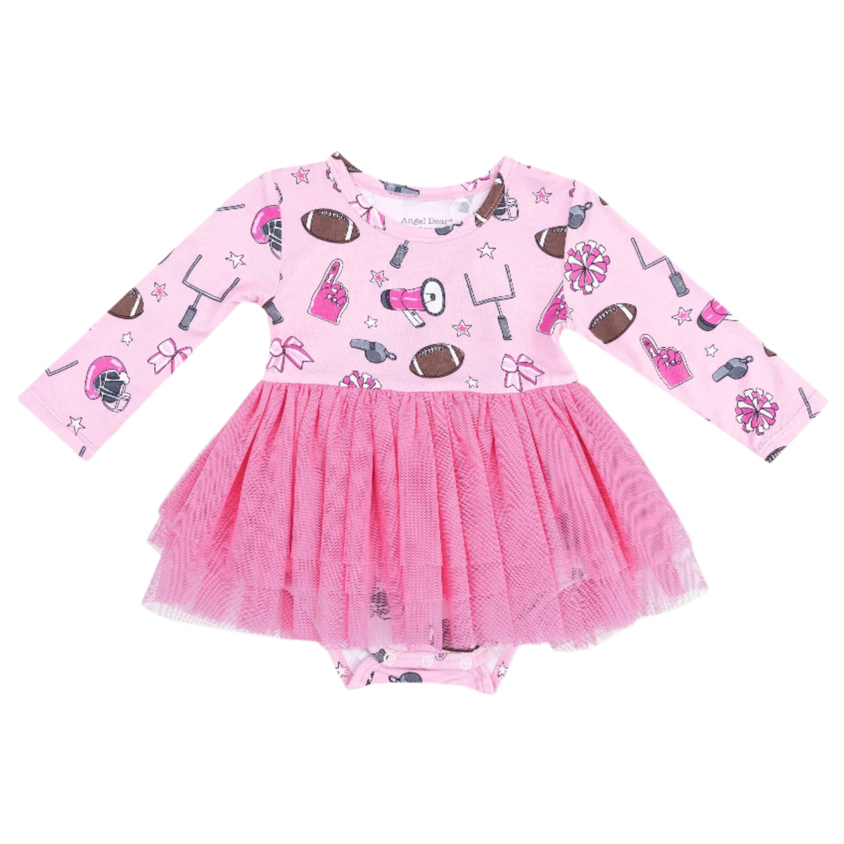 Long Sleeve Tutu Bodysuit - Game Day Pink - HoneyBug