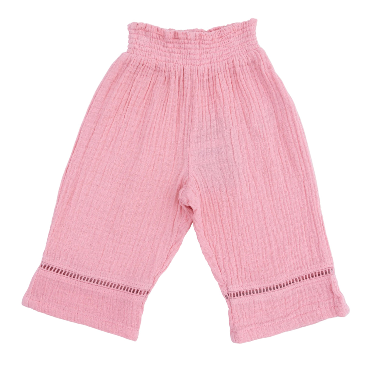 Solid Muslin Poignant Pink - Smocked Waist Pants