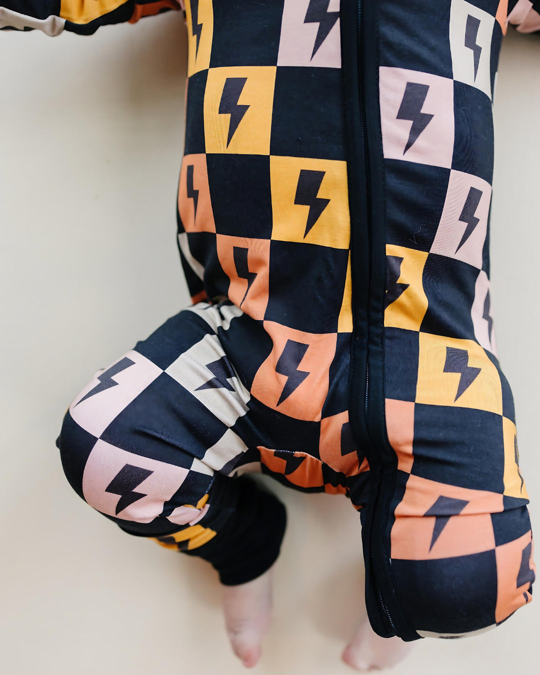 Bamboo Zip Romper | Colorful Checks & Bolts - HoneyBug