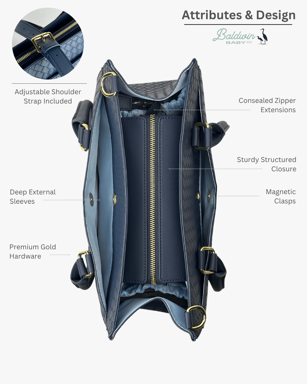 The Montrose Diaper Bag Tote - Cobalt