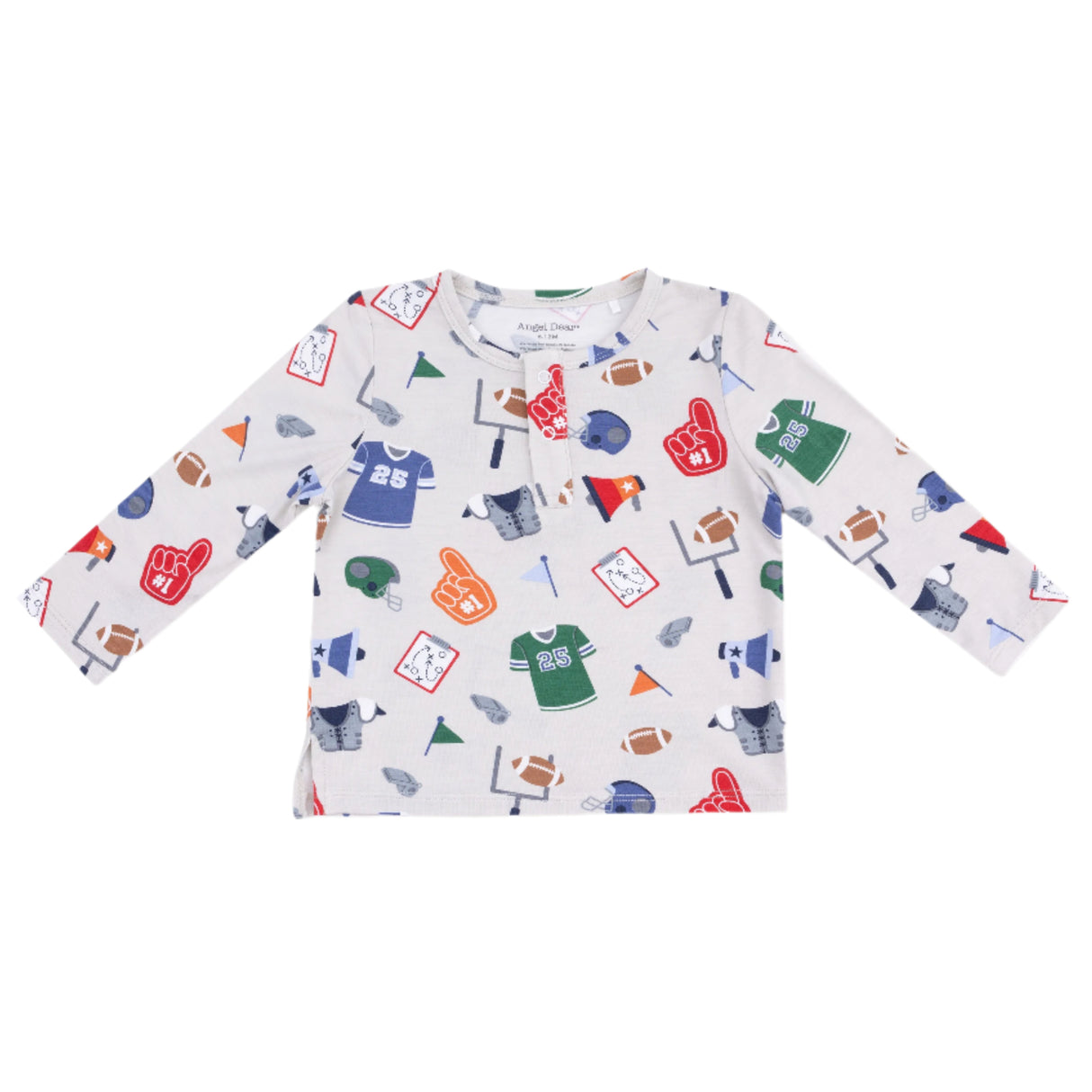 Long Sleeve Henley - Game Day Grey - HoneyBug