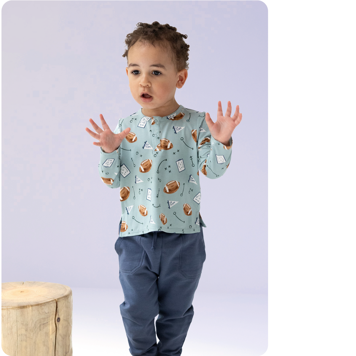 Long Sleeve Henley - Touchdown Time Grey Mist - HoneyBug