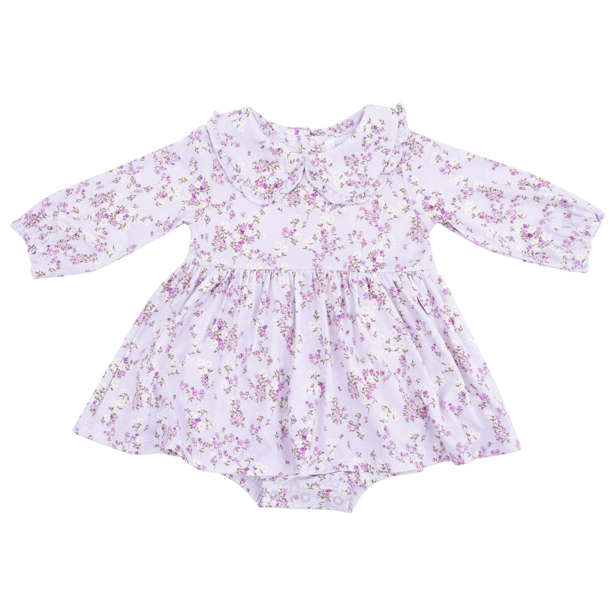 Long Sleeve Peter Pan Ruffle Collar Bubble with Skirt - HoneyBug