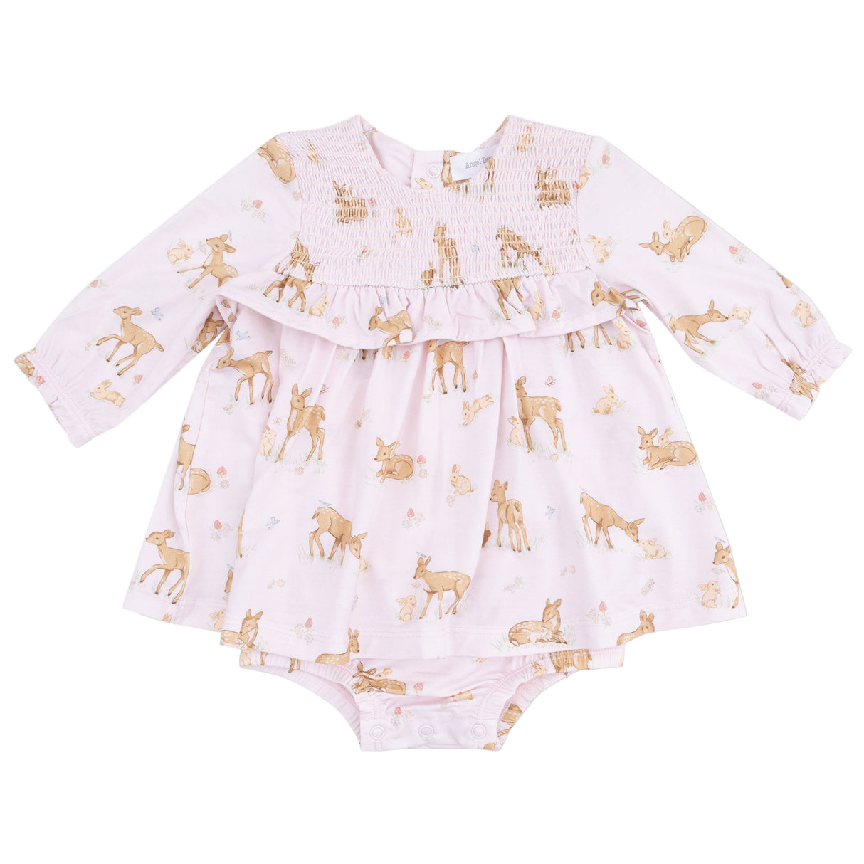 Long Sleeve Smocked Ruffle Bubble with Skirt - HoneyBug