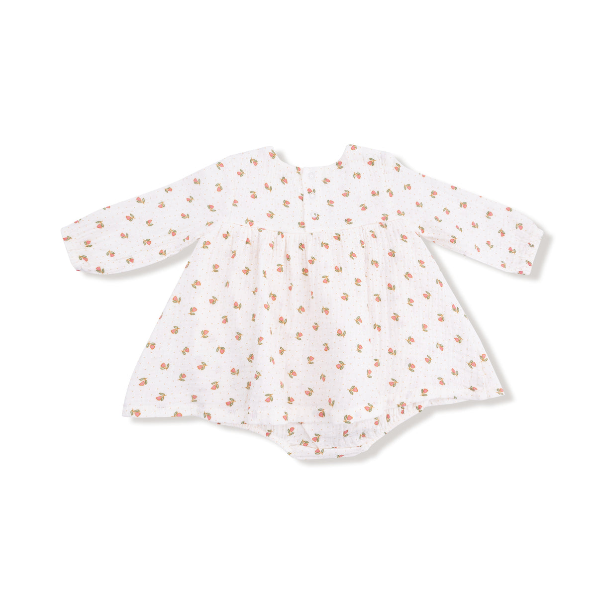 Long Sleeve Smocked Ruffle Bubble with Skirt - Petite Pointe Fleur - HoneyBug