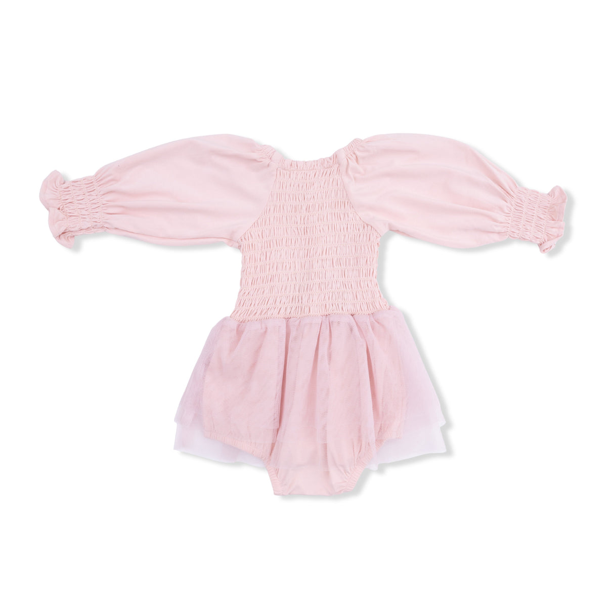 Solid Lotus - Long Sleeve Smocked Bubble with Tutu & Knotted Headband Set