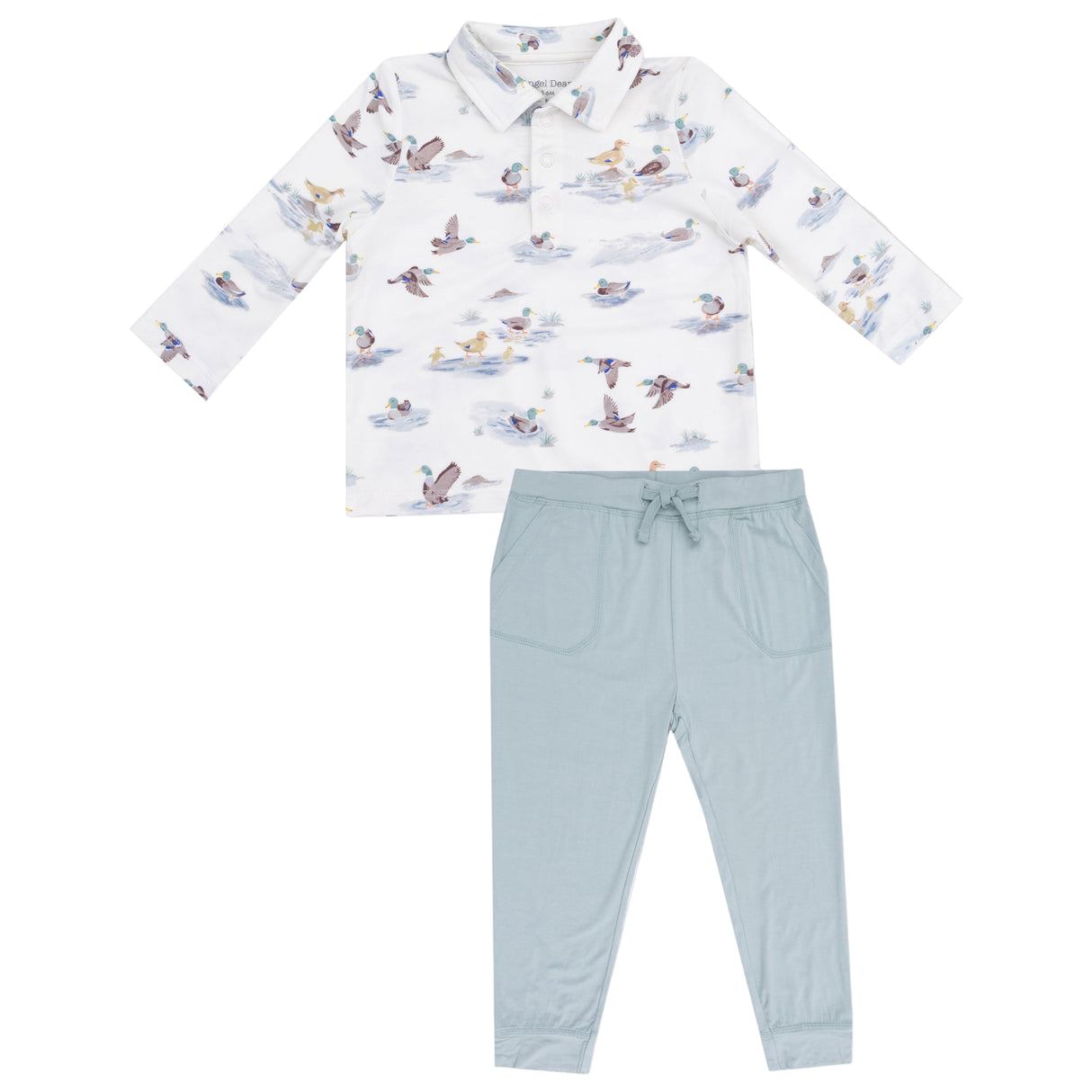 Long Sleeve Polo Shirt with Bamboo Jogger - HoneyBug