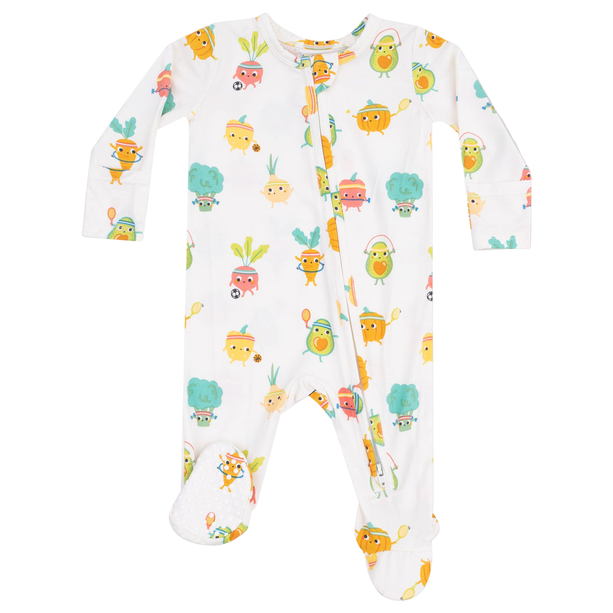 2 Way Zipper Footie - Crunch Munch Veggie Sports - HoneyBug