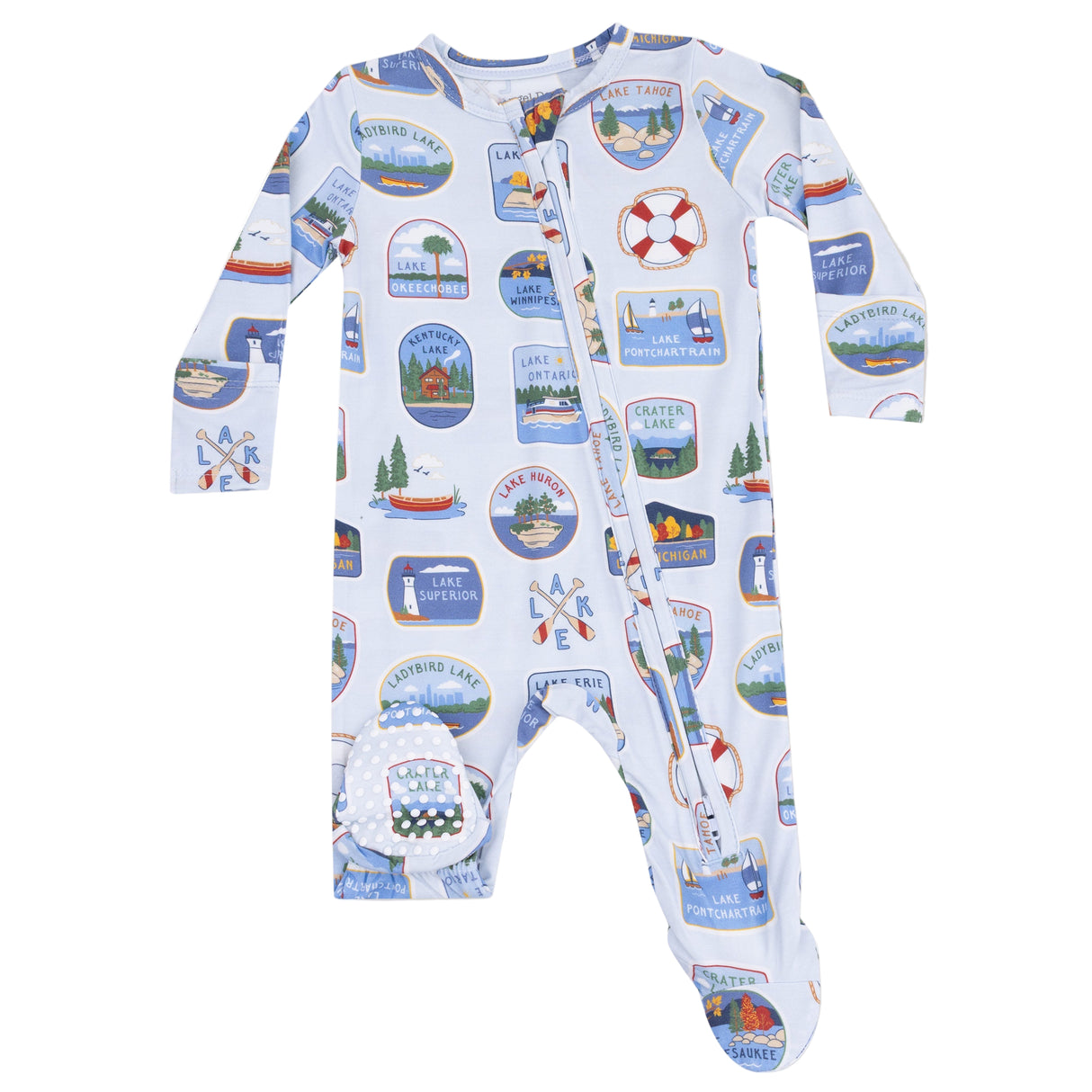 2 Way Zipper Footie - Lake Stickers - HoneyBug