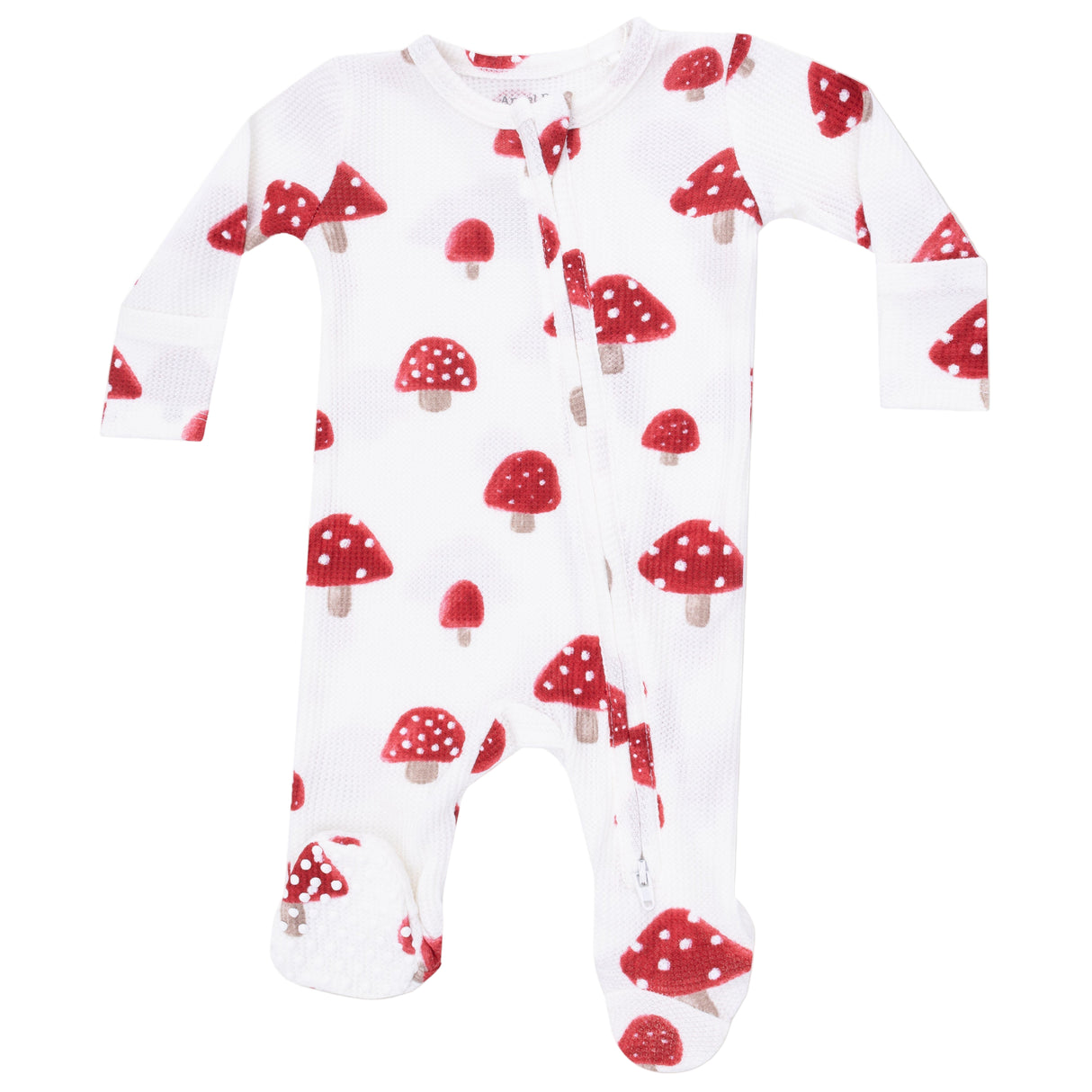 2 Way Zipper Footie - Painterly Mushrooms - HoneyBug