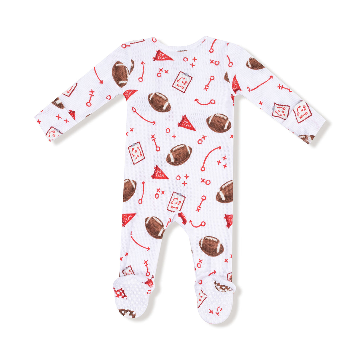 2 Way Zipper Footie - Touchdown Time Red - HoneyBug