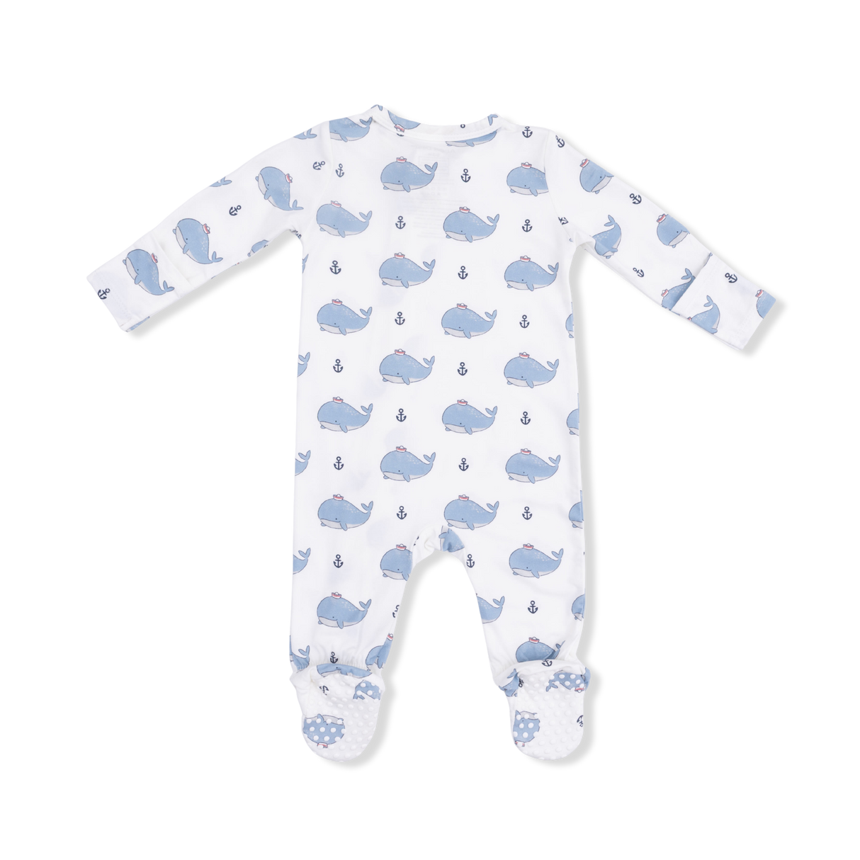 Bubbly Sailor Whales Blue - 2 Way Zipper Footie