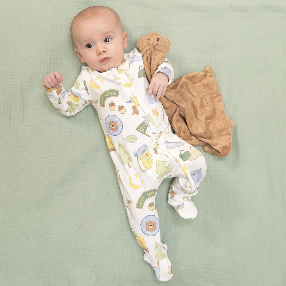 Camping Blue - 2 Way Zipper Footie