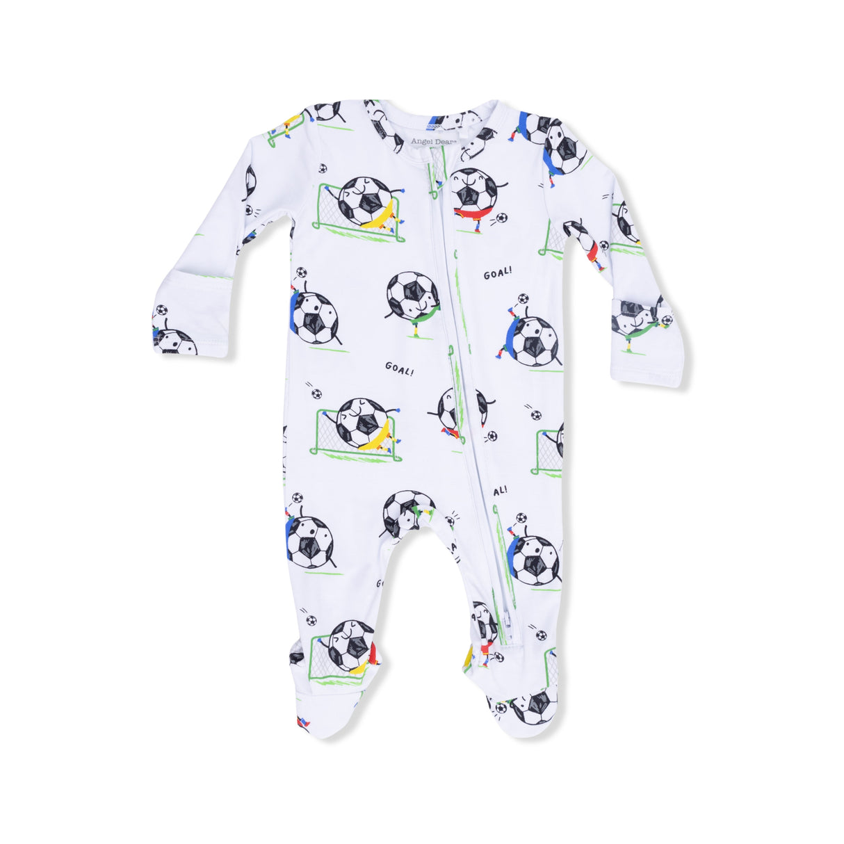 Soccer Balls Playing Soccer Blue - 2 Way Zipper Footie