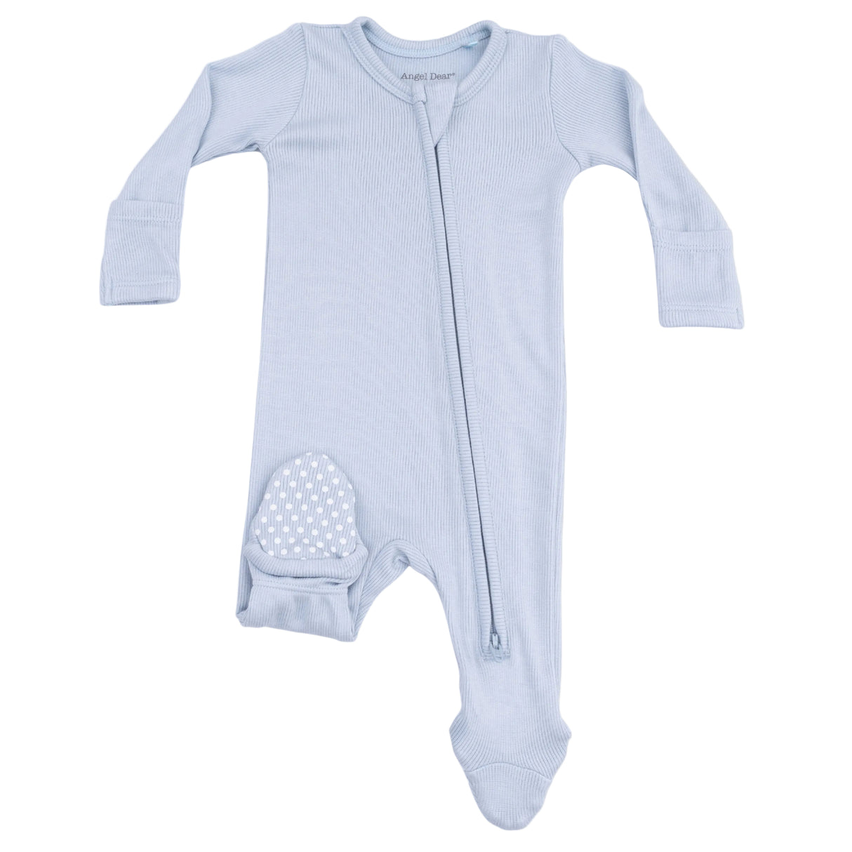 Solid Niagara Mist Rib - 2 Way Zipper Footie