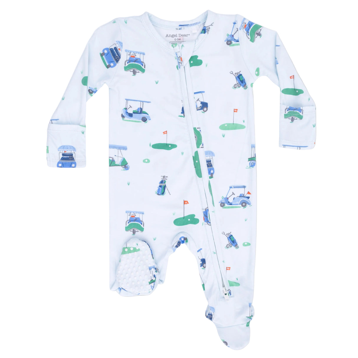 Vintage Golf Carts Blue - 2 Way Zipper Footie